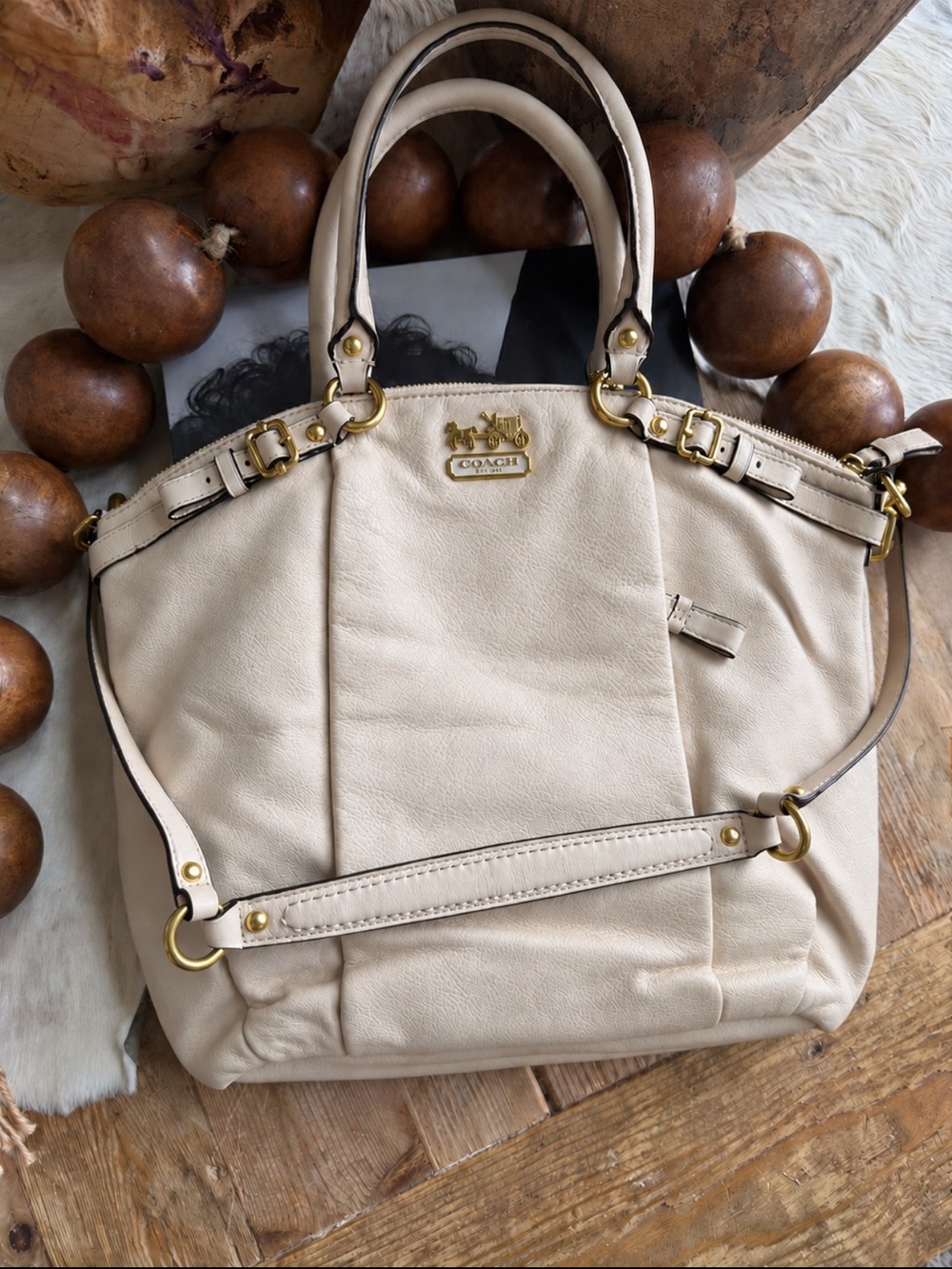 Coach Madison Lindsey Pebble Leather Convertible Shoulder Bag